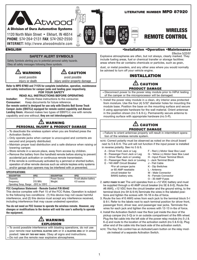 Atwood MPD 87920 Installation & operation manual