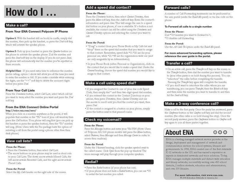 ENA Connect Polycom Quick reference guide