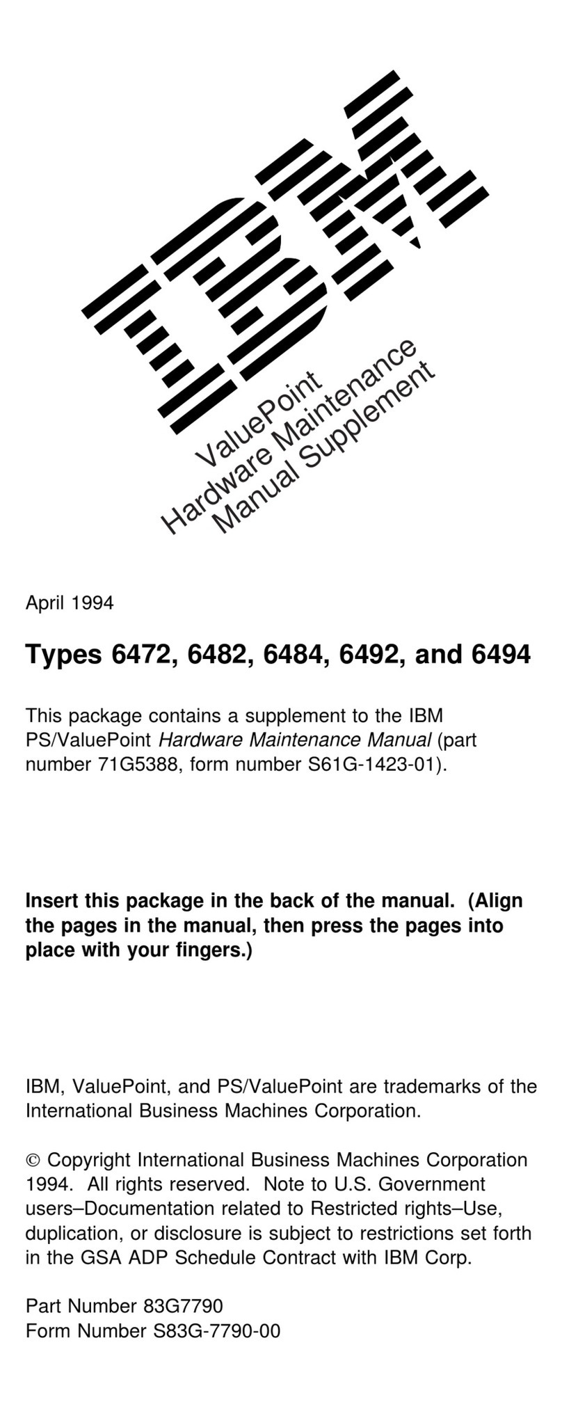 IBM ValuePoint 6472 Owner's manual