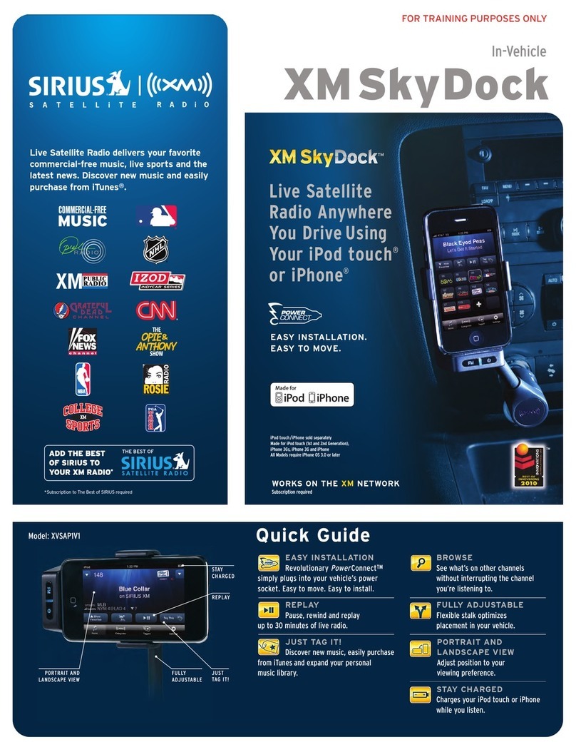 Sirius Satellite Radio XM Sky Dock XVSAP1V1 quick guide