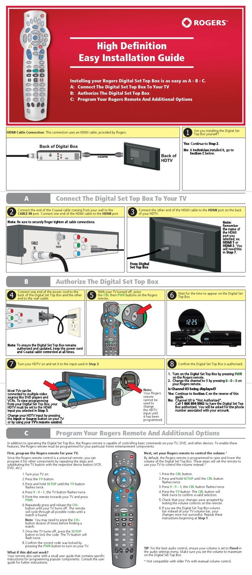 Rogers High Definition Set Top Box user guide