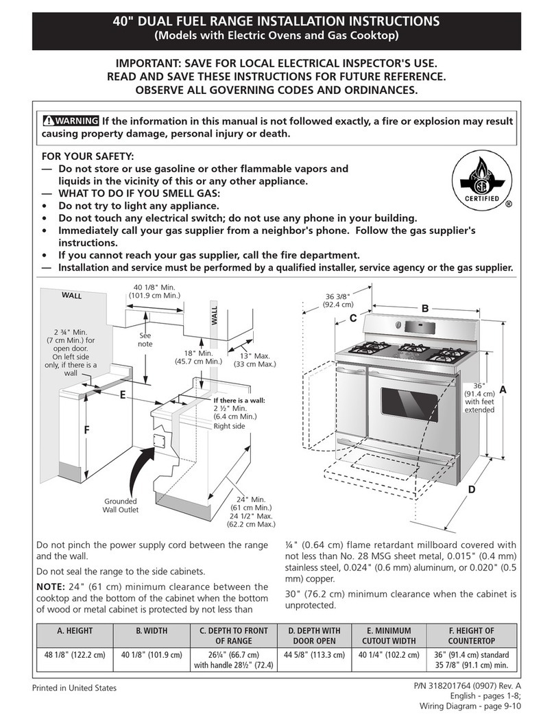 Frigidaire 40" DUAL FUEL RANGE User manual