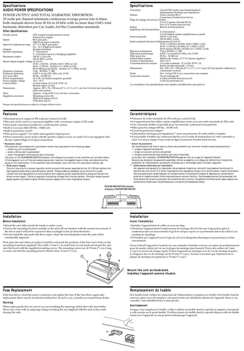 Sony XM-222W operating instructions