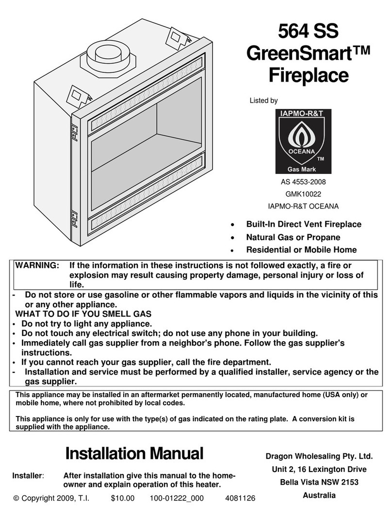 Travis Industries GreenSmart Fireplace 564 SS User manual