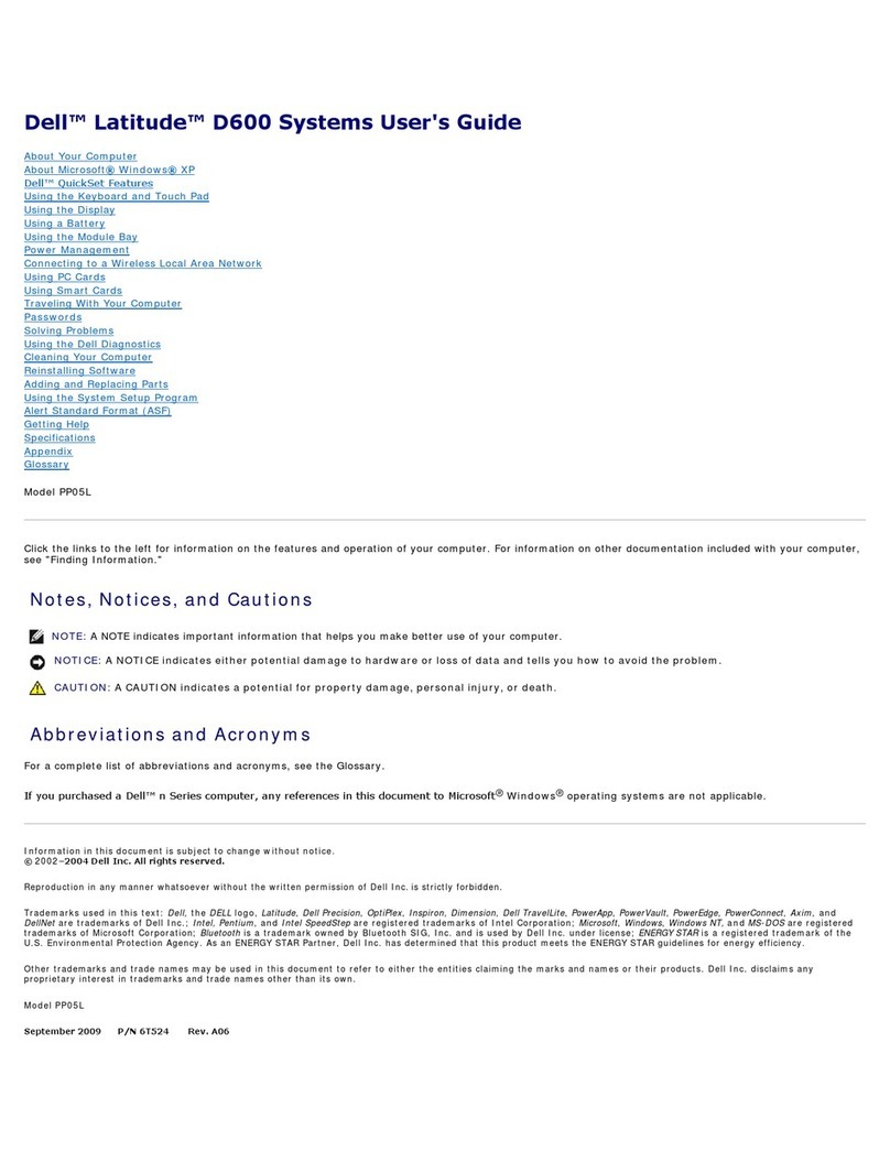 Dell Lattitude D600 user guide