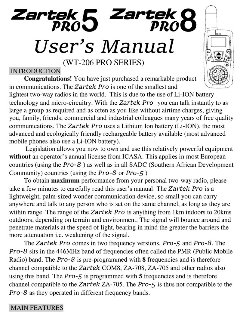 Zartek Pro5l Pro8 User manual