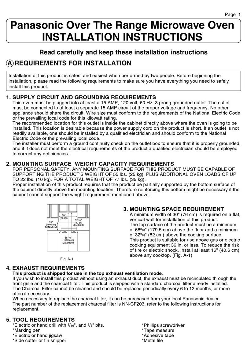 Panasonic Over The Range Microwave Oven Instalaltion guide
