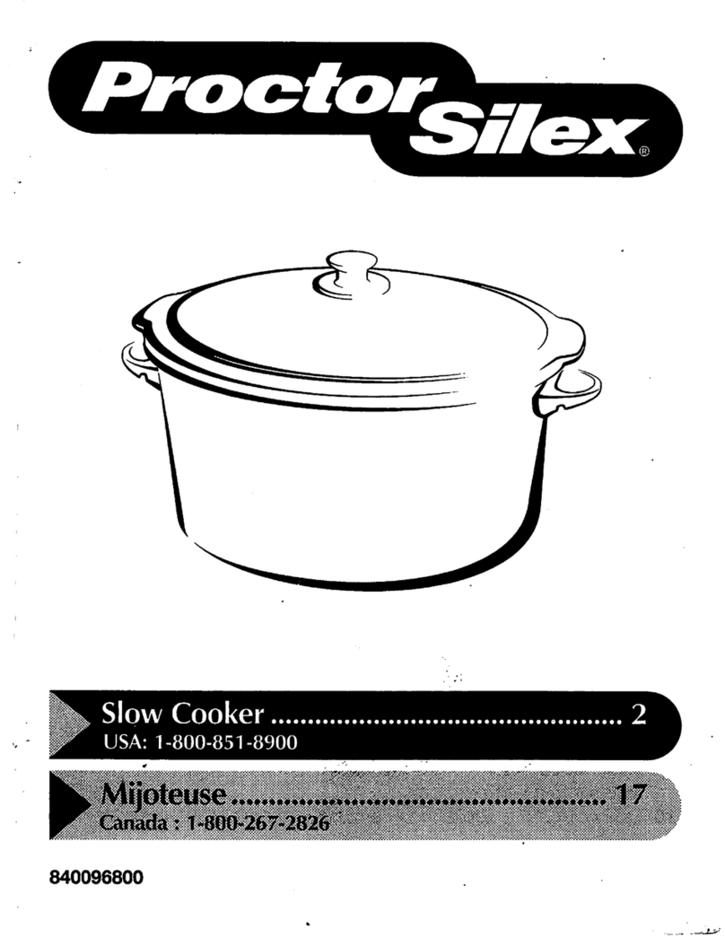 Proctor-Silex Slow Cooker user manual Proctor-Silex Slow Cooker user manual