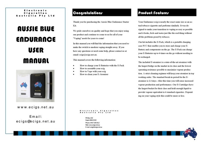 Electronic Cigarettes Australia Pty Ltd AUSSIE BLUE ENDURANCE user manual Electronic Cigarettes Australia Pty Ltd AUSSIE BLUE ENDURANCE user manual