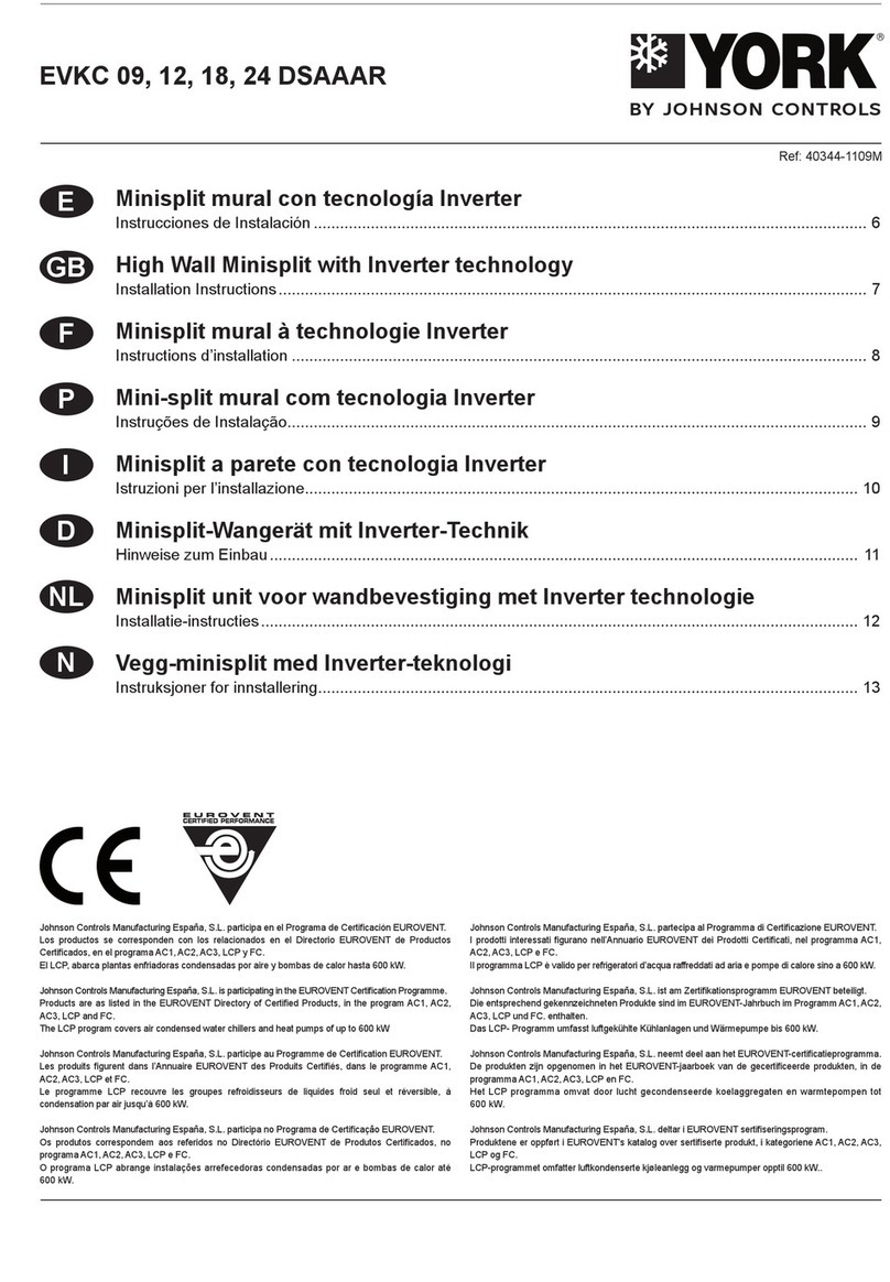 York EVKC 18 DSAAAR User manual