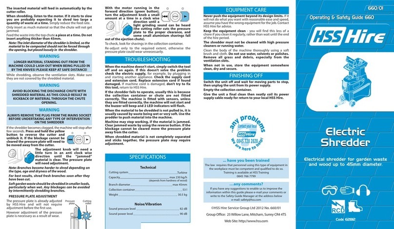 HSS Hire 660/01 Operating & safety guide