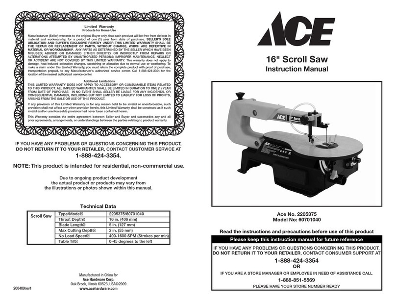 Ace 16" Scroll Saw instruction manual