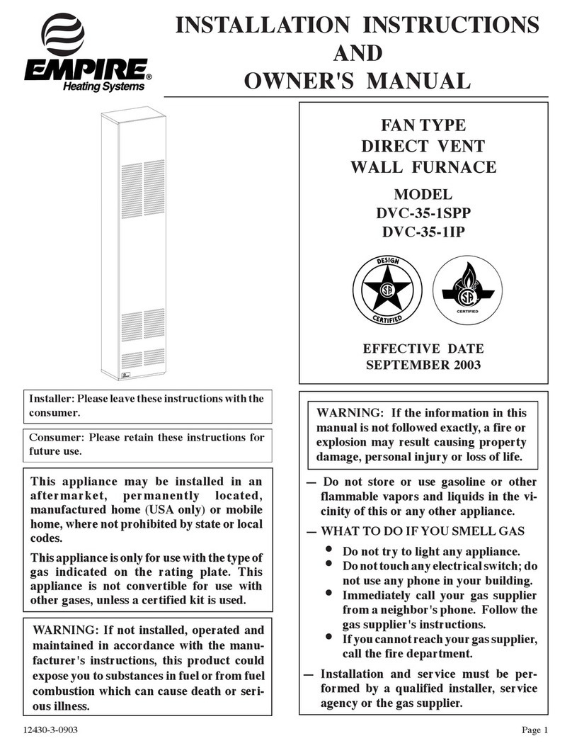 Empire Heating Systems DVC-35-1SPP Quick start guide