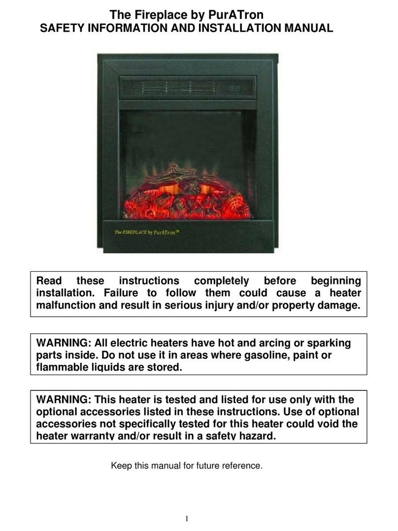 Puratron Products Fireplace Safety information and installation manual Puratron Products Fireplace Safety information and installation manual
