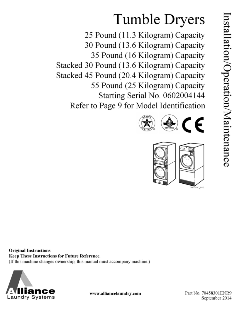 Alliance Laundry Systems 25 Pound Capacity User manual