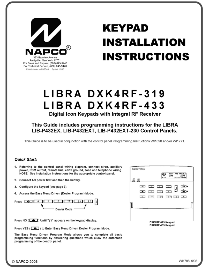 NAPCO LIBRA DXK4RF-319 User manual