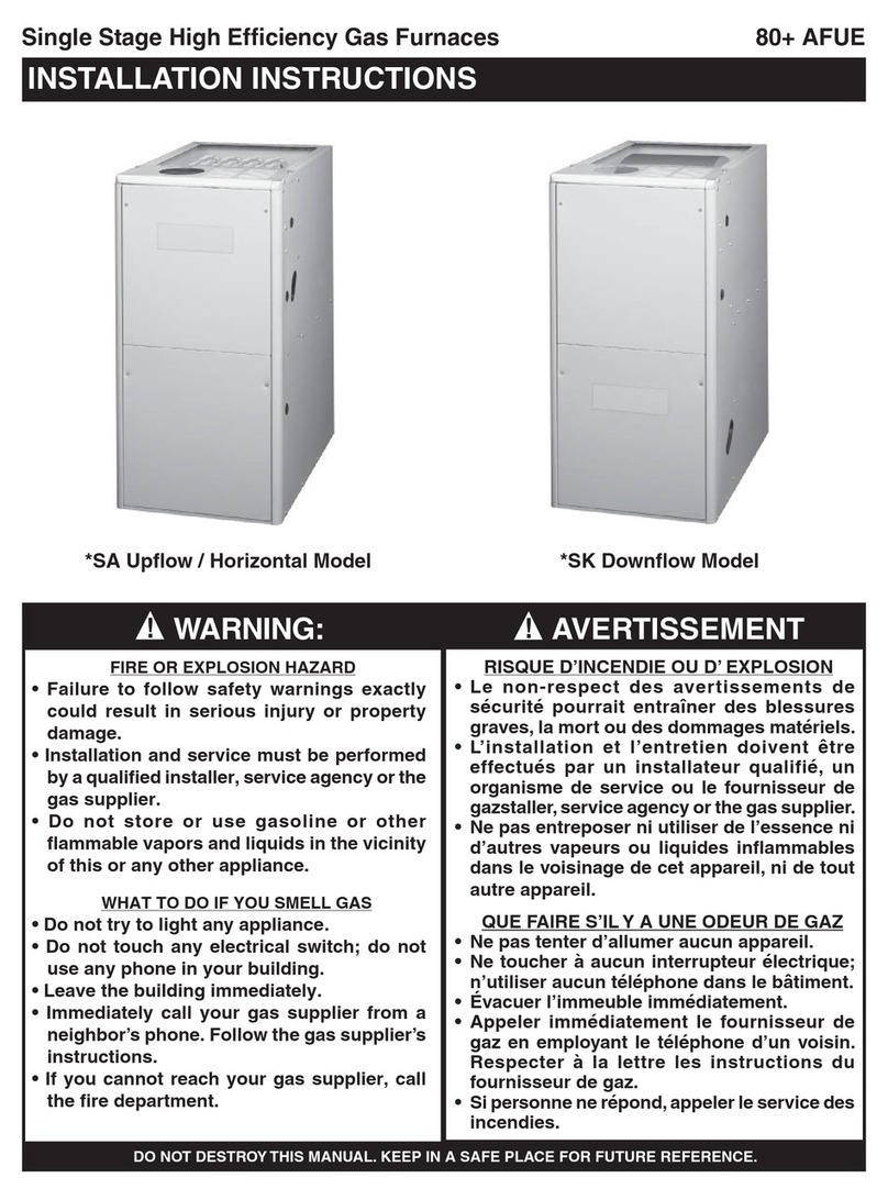 Nordyne *SA Upfl ow / Horizontal installation instructions