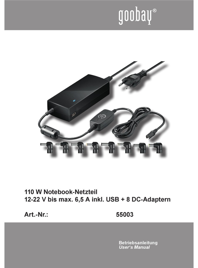 Goobay 110 W Notebook adapter 12-22 V up to max. 6.5 A incl. USB + 8... User manual