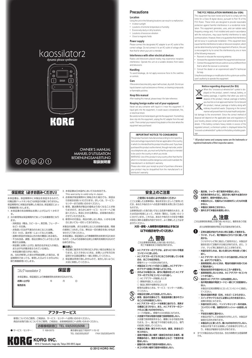 Korg Kaossilator2 User manual