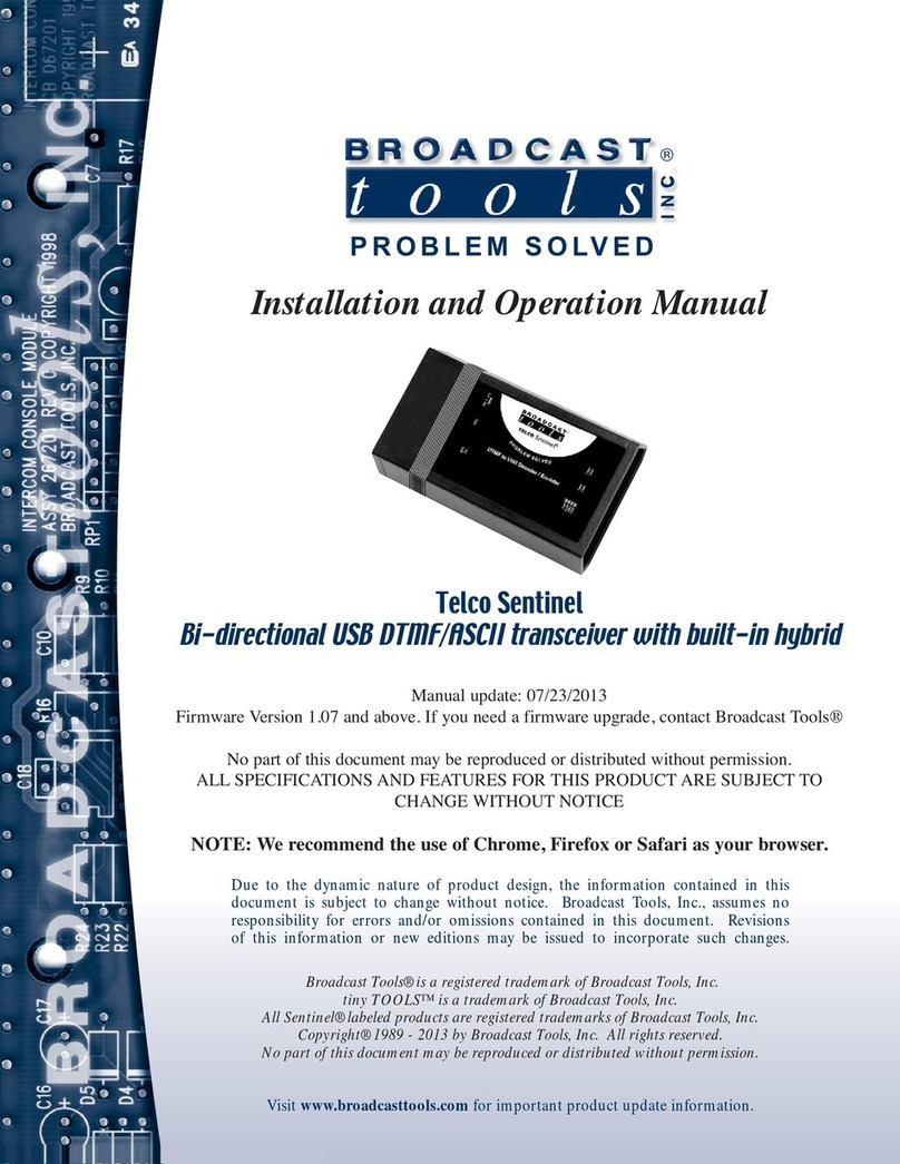 Broadcast Tools Telco Sentinel Installation and operation manual