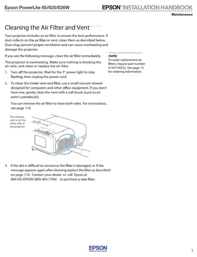 Epson PowerLite 85 Installation handbook