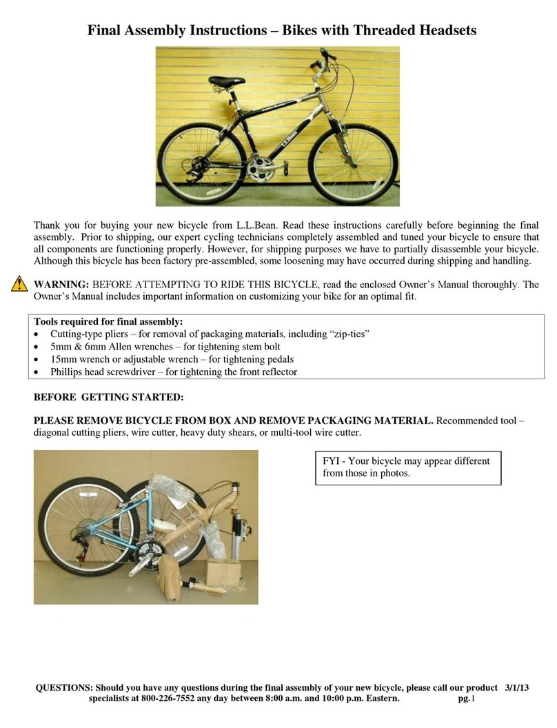 L.L.Bean Bicycle owner's manual