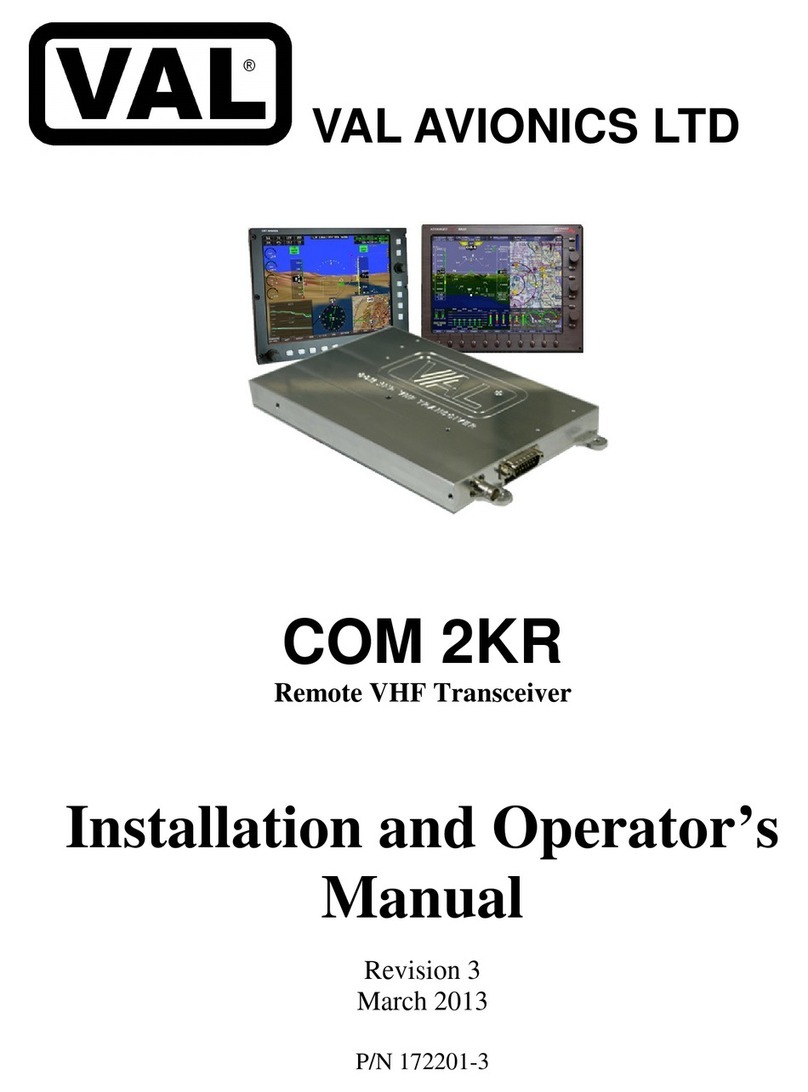 VAL Avionics COM 2KR Installation and operator's manual