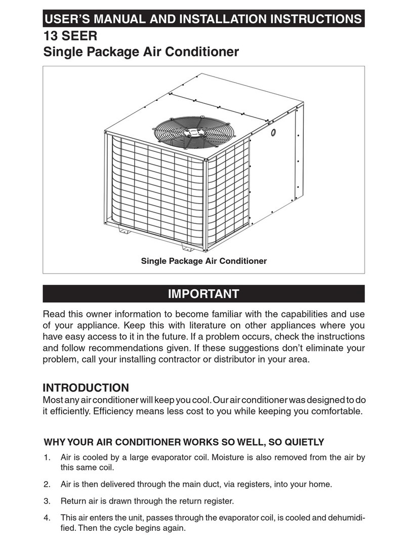 Nordyne 13 SEER Single Package Air Conditioner User manual