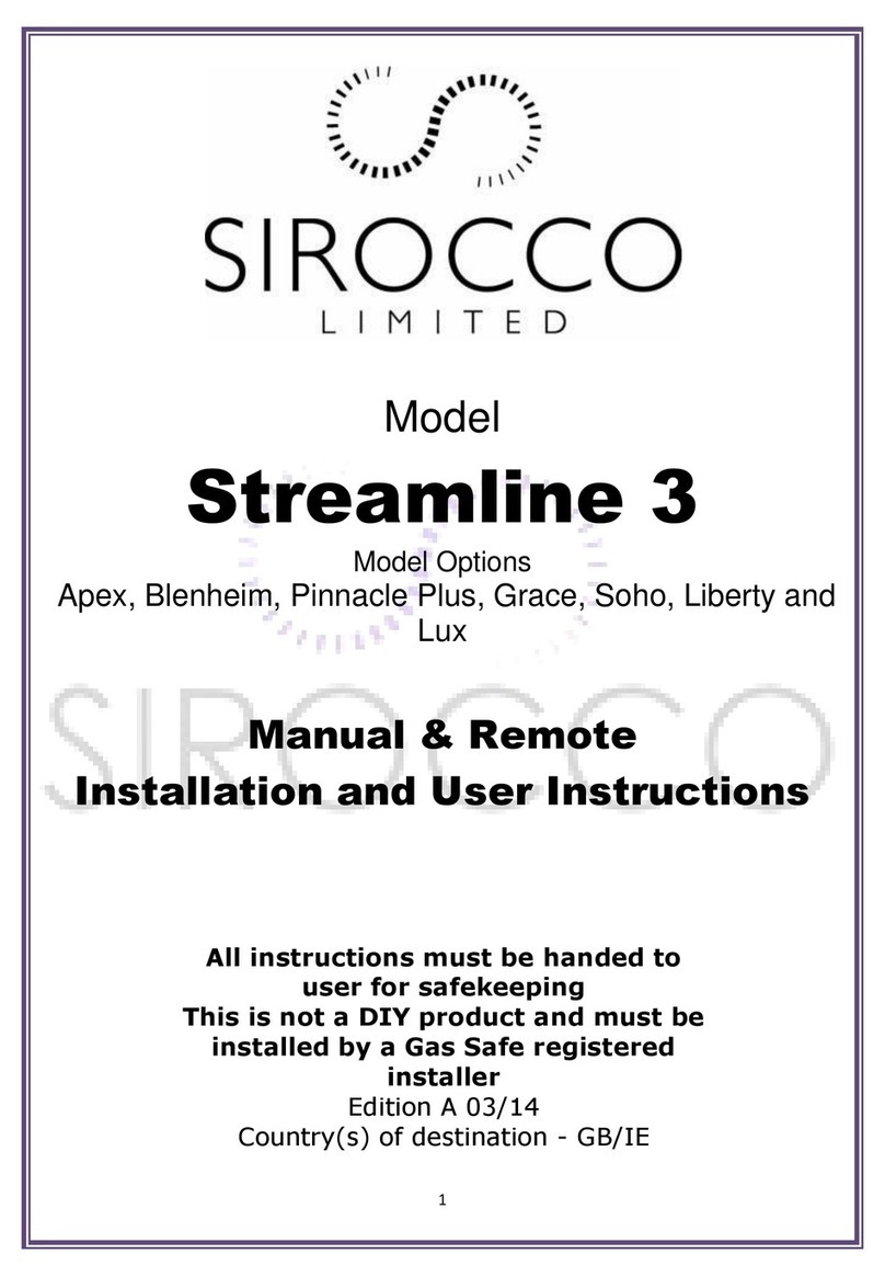 Sirocco Streamline 3 Installation and user instructions