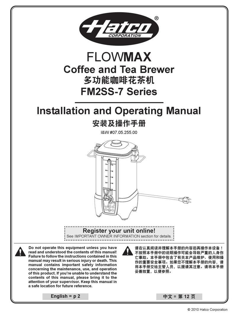 Hatco FM2SS-7 Series Installation and operating manual