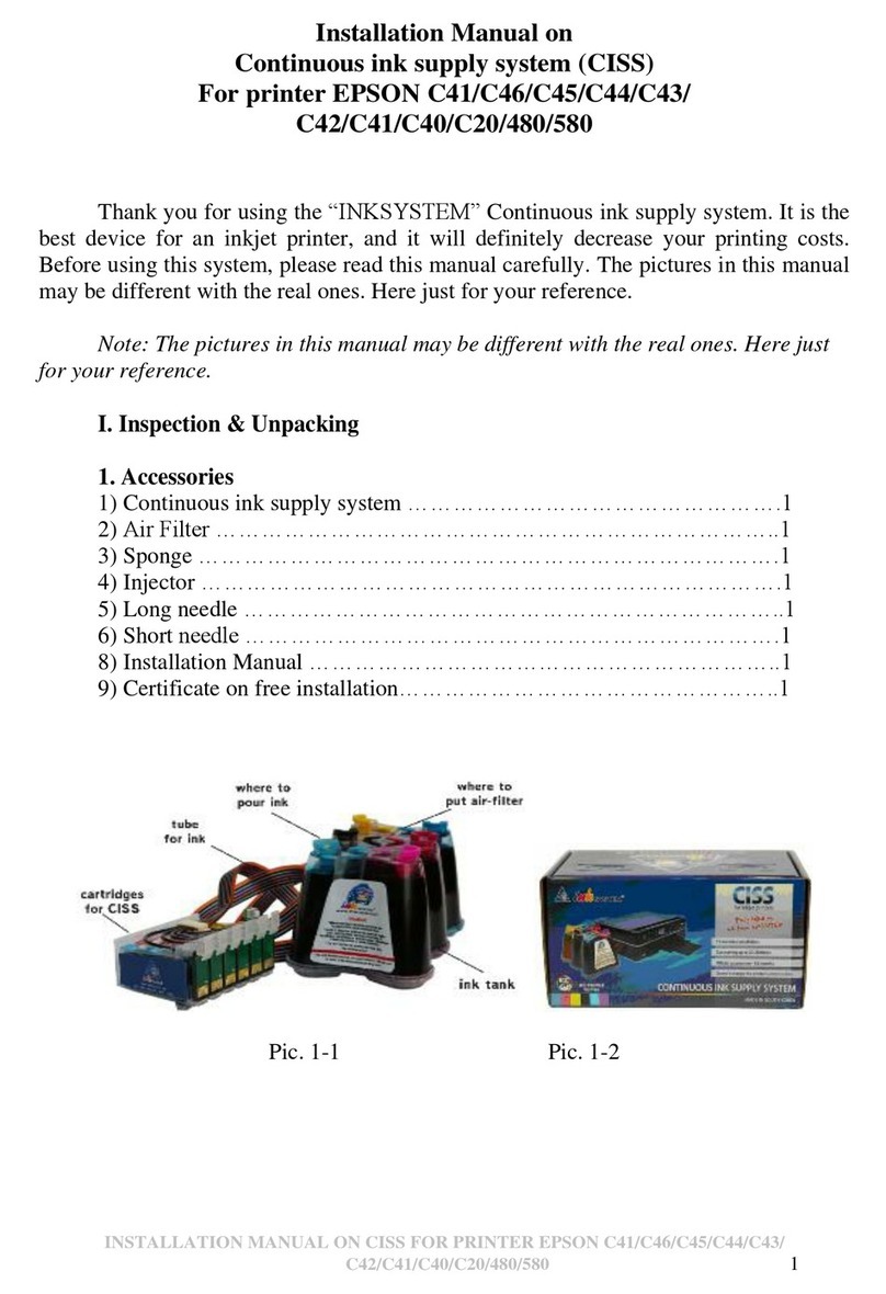 INKSYSTEM Continuous ink supply system installation manual INKSYSTEM Continuous ink supply system installation manual