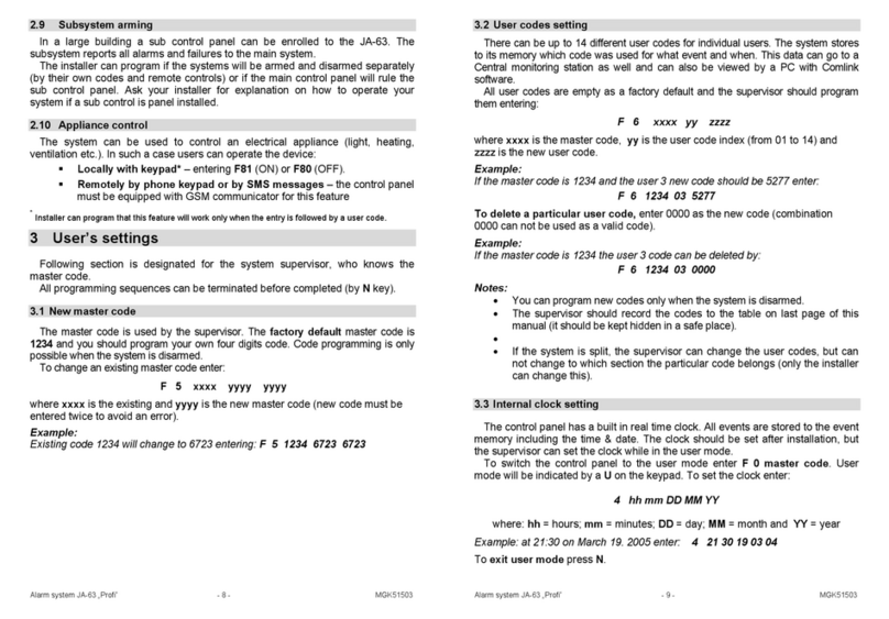 jablotron JA-63 PROFI" user manual