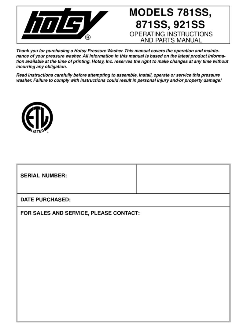 Hotsy 781SS Operating instructions and parts manual