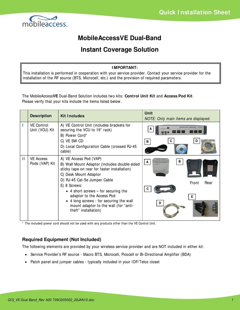 MobileAccess MobileAccessVEDual-Band Quick installation sheet