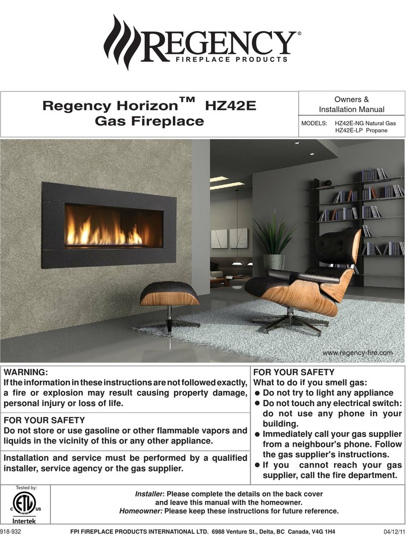 Regency Fireplace Products Horizon HZ42E-NG Quick start guide Regency Fireplace Products Horizon HZ42E-NG Quick start guide