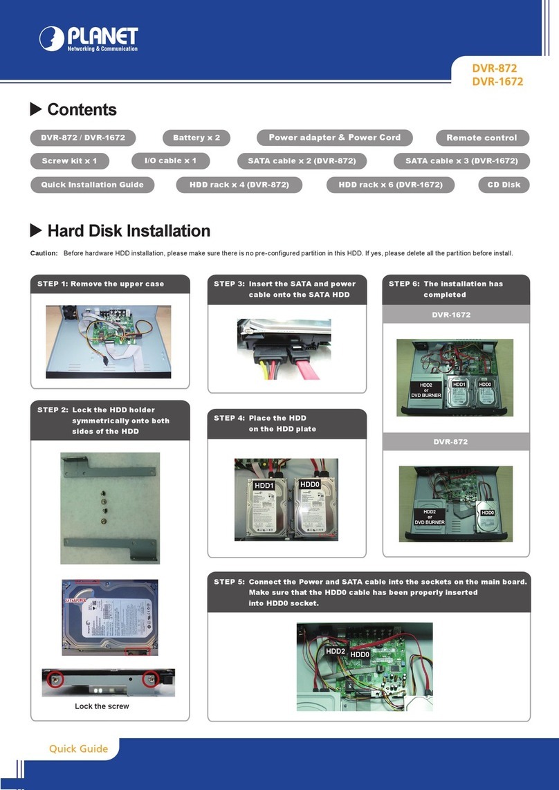 Planet Networking & Communication DVR-872 Quick installation guide
