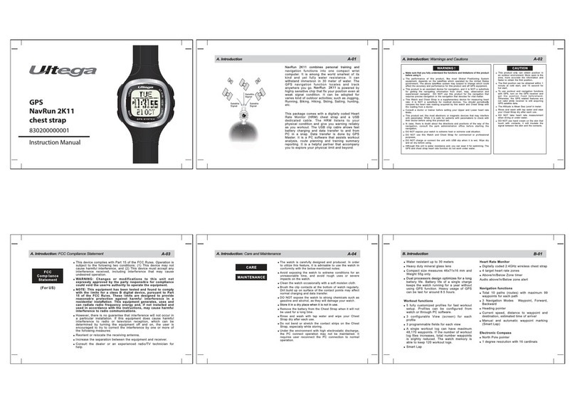 ultega GPS NavRun 2K11 chest strap instruction manual