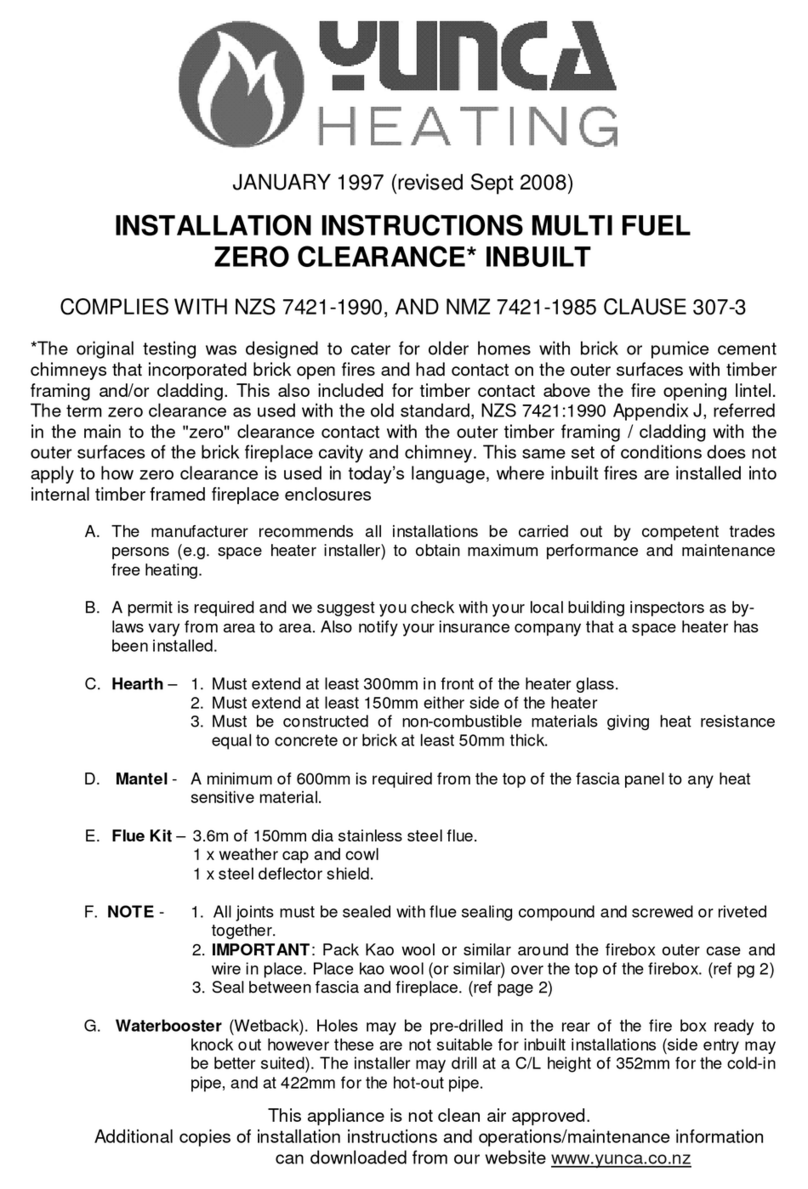 Yunca Gas MULTI FUEL ZERO CLEARANCE INBUILT User manual