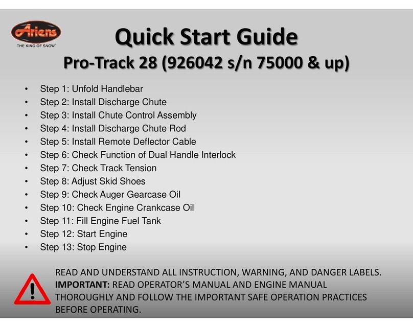 Ariens Pro-Track 28 quick start guide