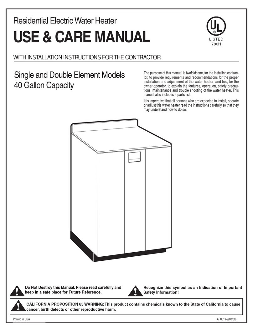 Rheem Single and Double Element Models User manual