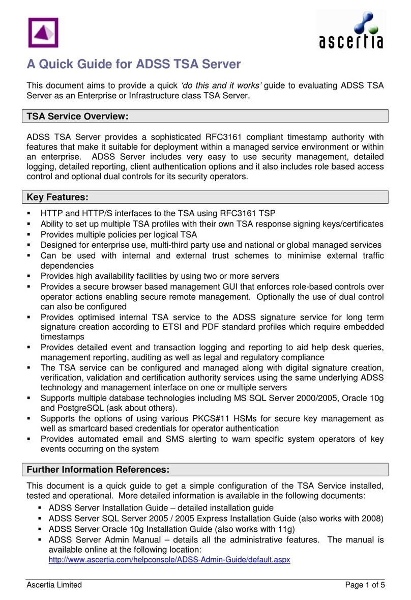 Ascertia ADSS TSA quick guide