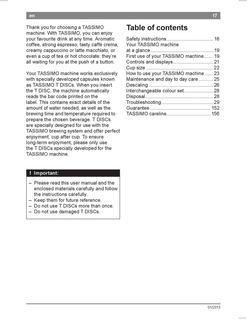Bosch Tassimo TAS 2005 EE User manual
