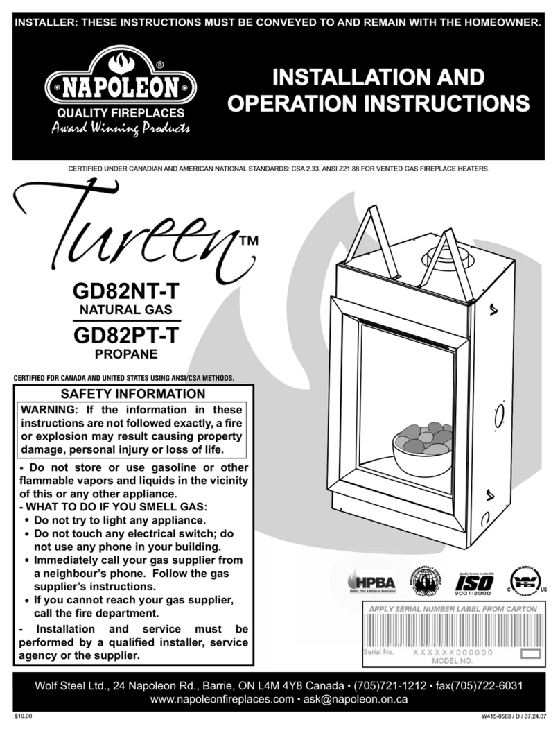 Napoleon Tureen GD82NT-T Installation and operation instructions Napoleon Tureen GD82NT-T Installation and operation instructions