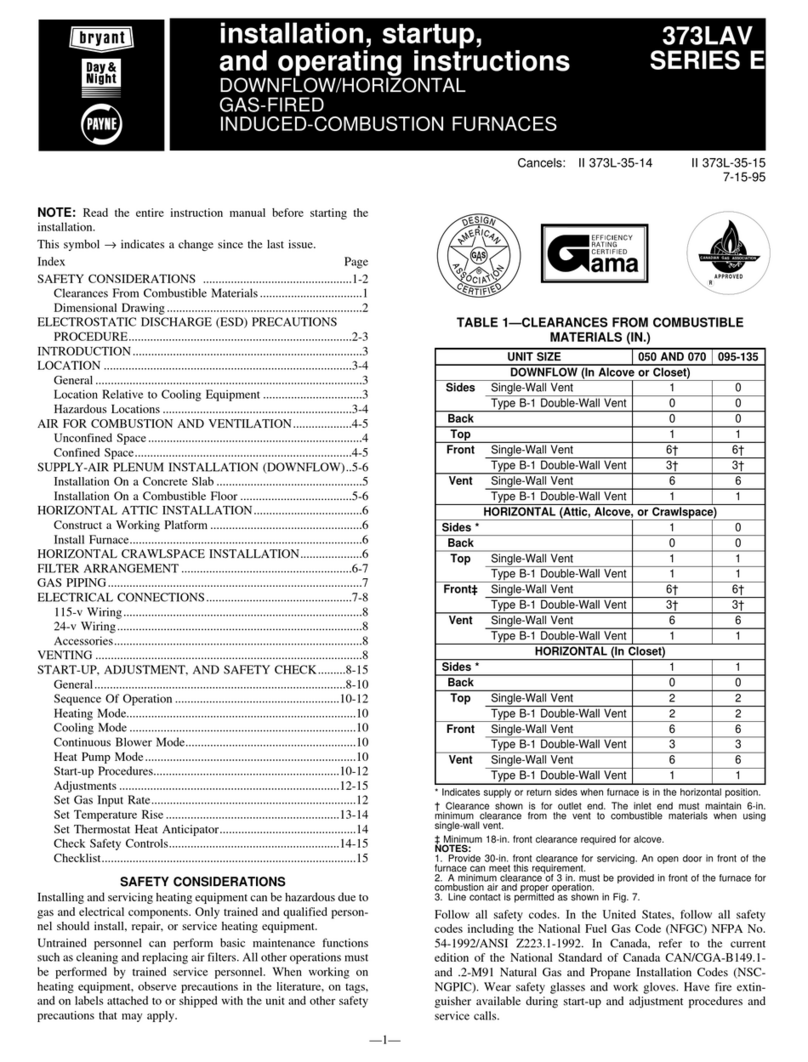 Bryant GAS-FIRED INDUCED-COMBUSTION FURNACES 373LAV Instructions and recipes