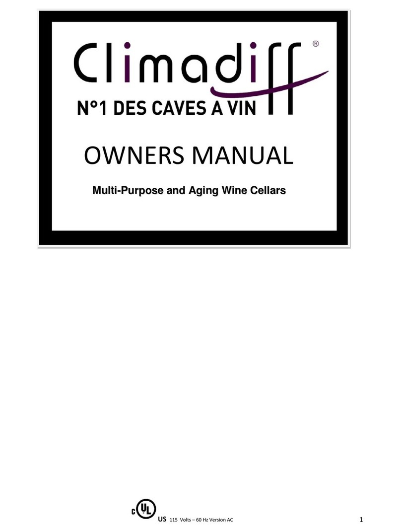 Climadiff Multi-Purpose and Aging Wine Cellars User manual