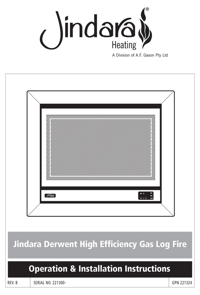 Jindara Derwent High Efficiency Gas Log Fire Operation & installation instructions