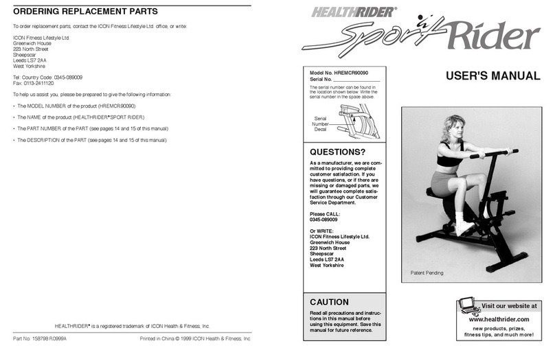 HEALTH RIDER HREMCR90090 User manual