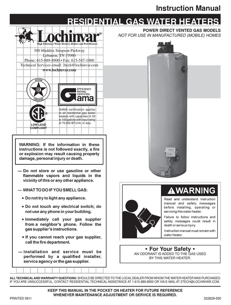 Lochinvar POWER DIRECT VENTED GAS MODELS instruction manual