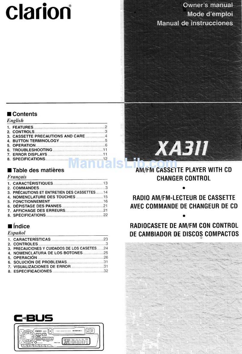 Clarion XA311 User manual