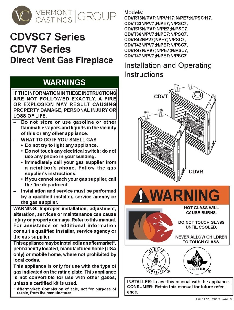 Vermont Castings CDVR33n Installation and operating instructions
